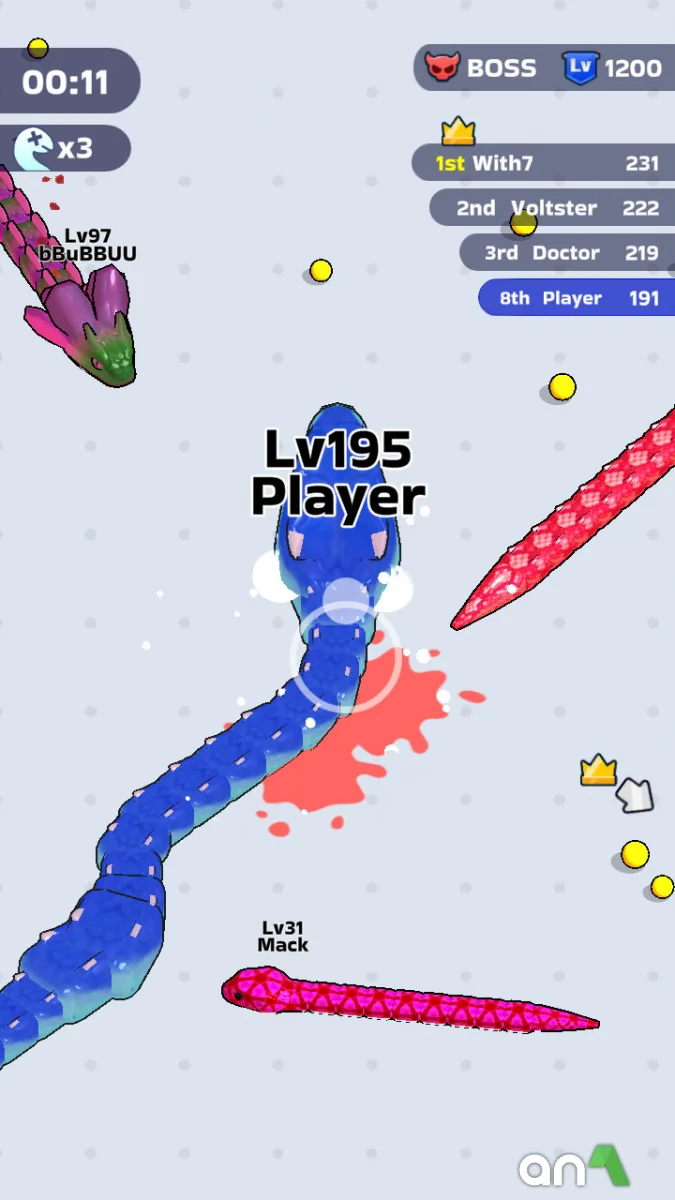 Snake Clash Mod Apk gameplay screenshot 3