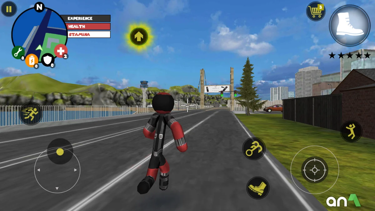 Stick Rope Hero Mod Apk gameplay screenshot 1