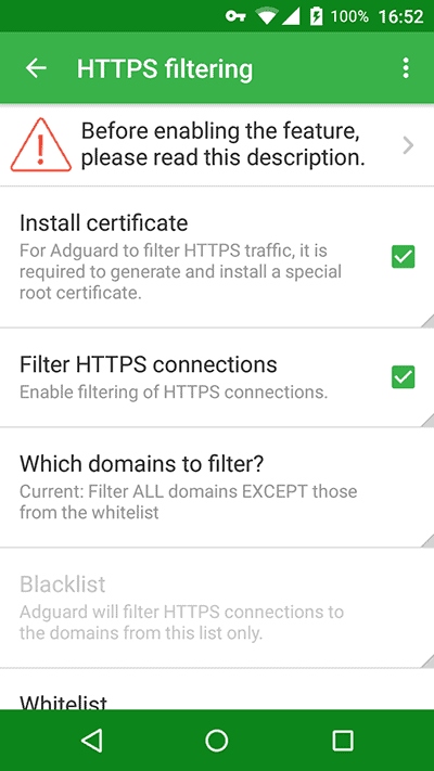You can use HTTPS filter to decide what domains should be filtered