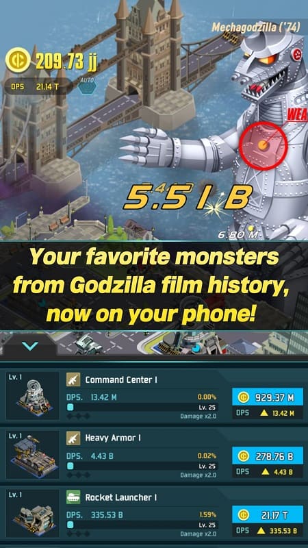 bản mod game Godzilla Defense Force cho android
